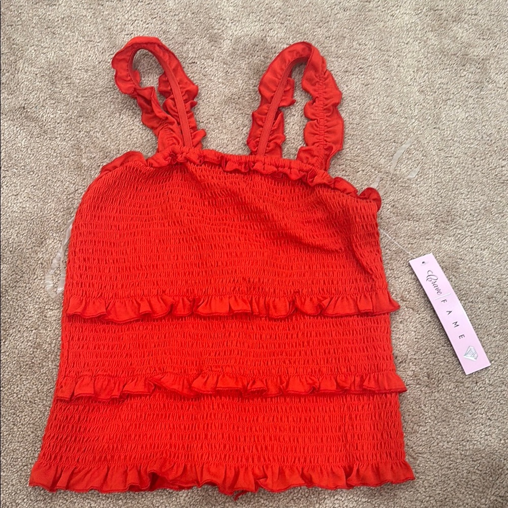 Red Ruffle Smocked Top